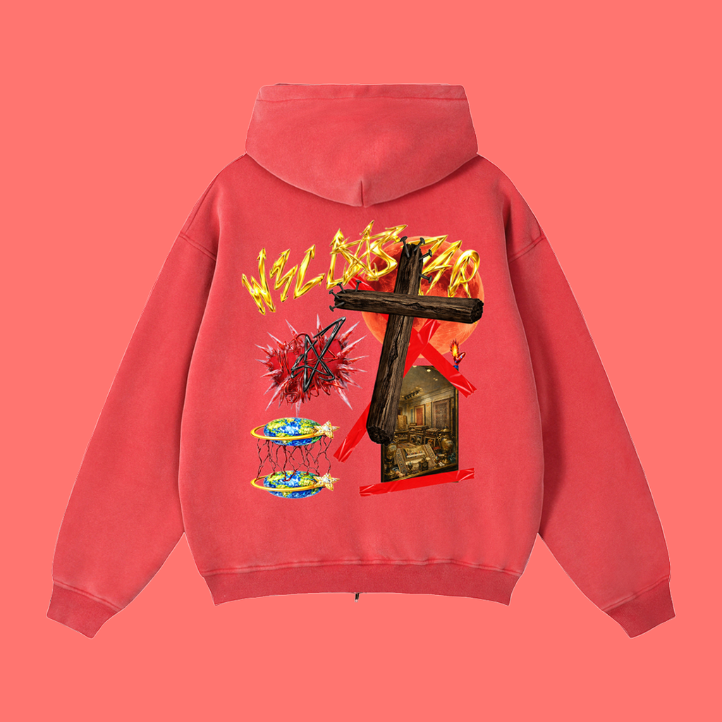 W3LD S7AR RED ZIPPER HOODIE