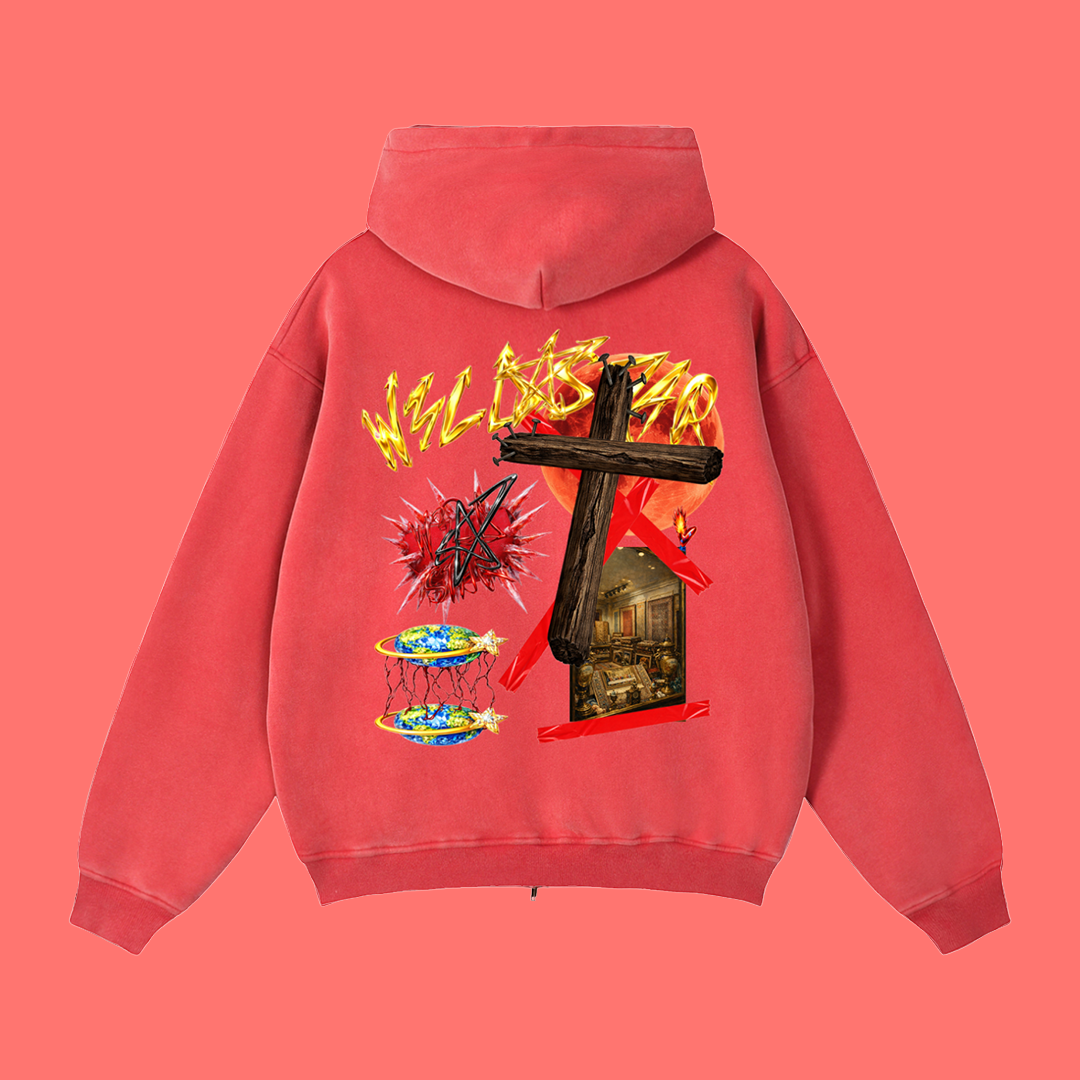 W3LD S7AR RED ZIPPER HOODIE